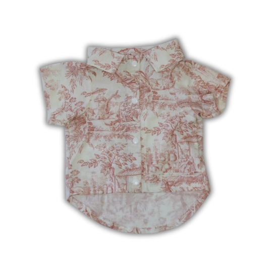 Pastel Pink Toile Polo Shirt