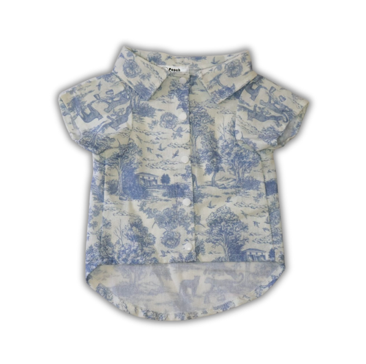 Pastel Blue Toile Polo Shirt